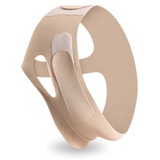 A beige compression support band or waist trainer shown floating on a white background with a soft shadow underneath.