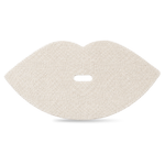 A lip-shaped decorative object with a textured, woven beige and white striped pattern, shown on a clean white background.