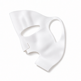 A white silicone or plastic sheet mask with cutouts for the eyes, nose, and mouth, shown on a clean white background.