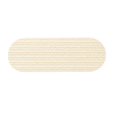 An oval-shaped beige textured mat with a woven or ribbed surface, shown against a plain white background.