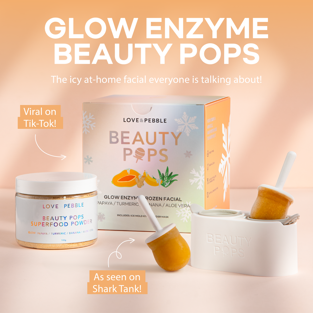 Clean Pebbles Mask Glow Enzyme- Beauty Pops Frozen Face Mask KIT – Love and pebble