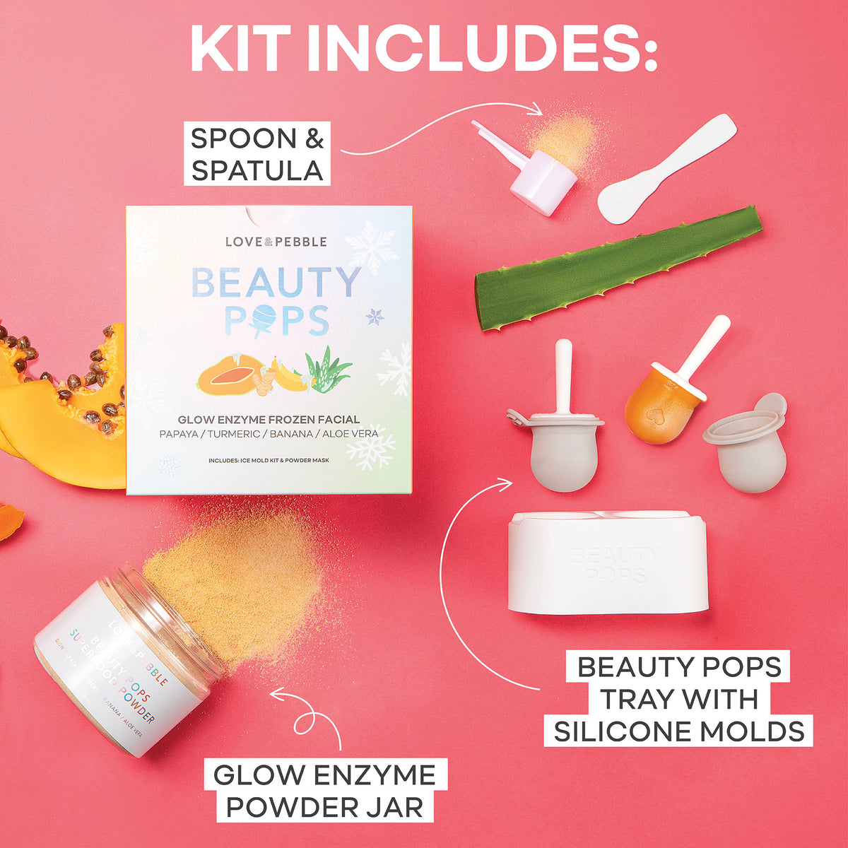 Clean Pebbles Mask Glow Enzyme- Beauty Pops Frozen Face Mask KIT – Love and pebble